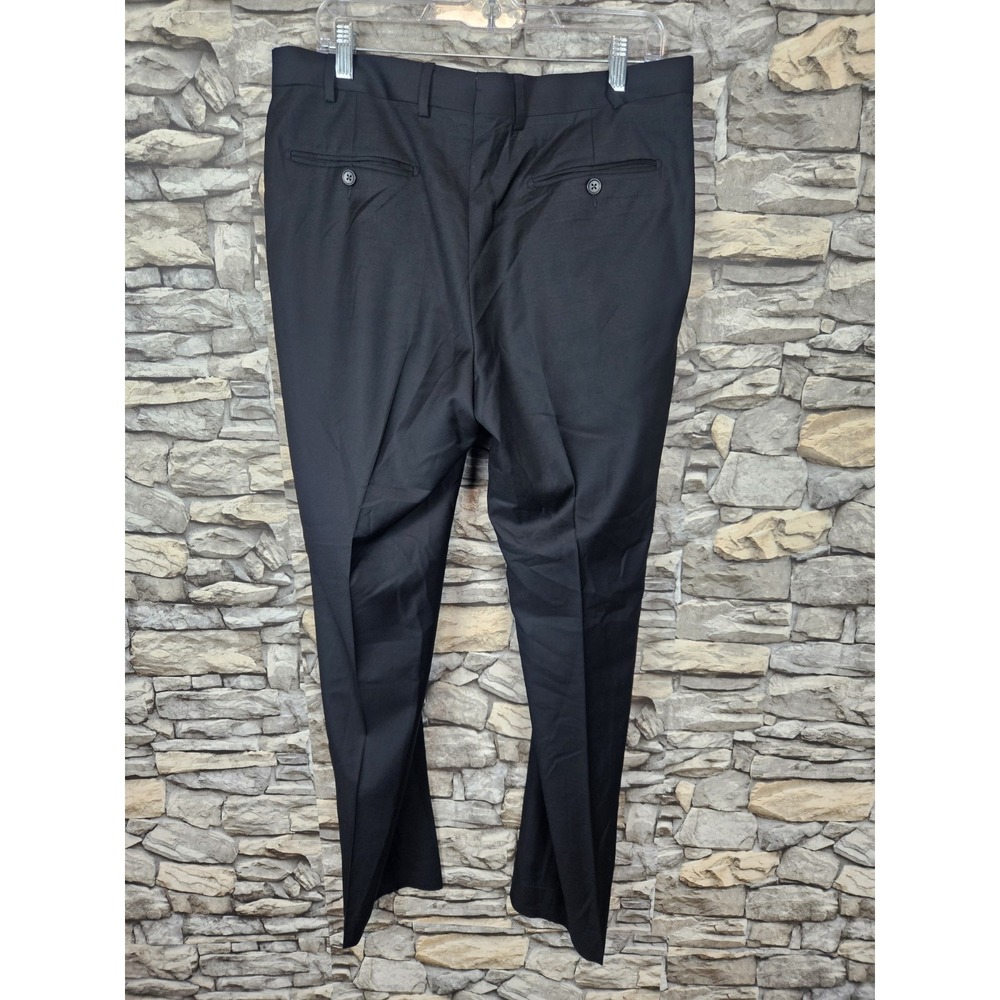 Suitsupply Men's Vitale Barberis Canonico Straight Leg Wool Trousers Black 34x32 - Picture 3 of 11